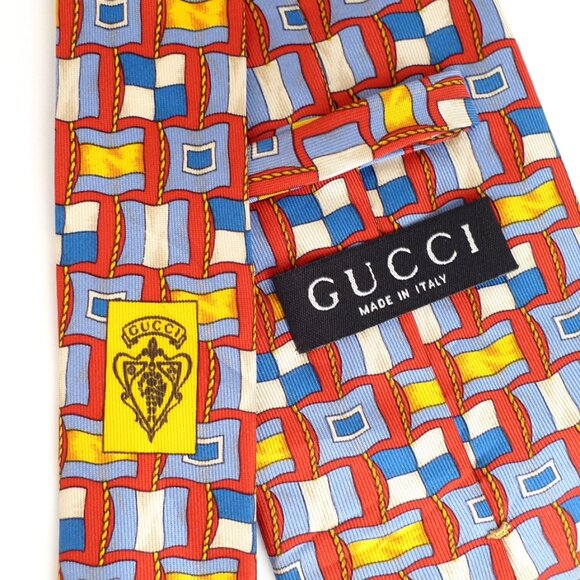 NWOT Gucci Yachting Signal Flags Print Silk Tie - Picture 5 of 6